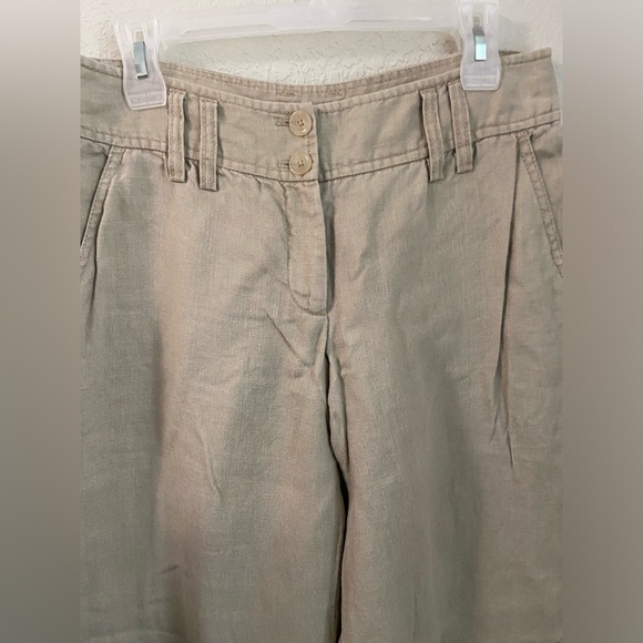 NWOT, Michael Kors Linen Khaki Slacks High Waisted Pockets Women’s Size 6 Pants - Picture 2 of 16